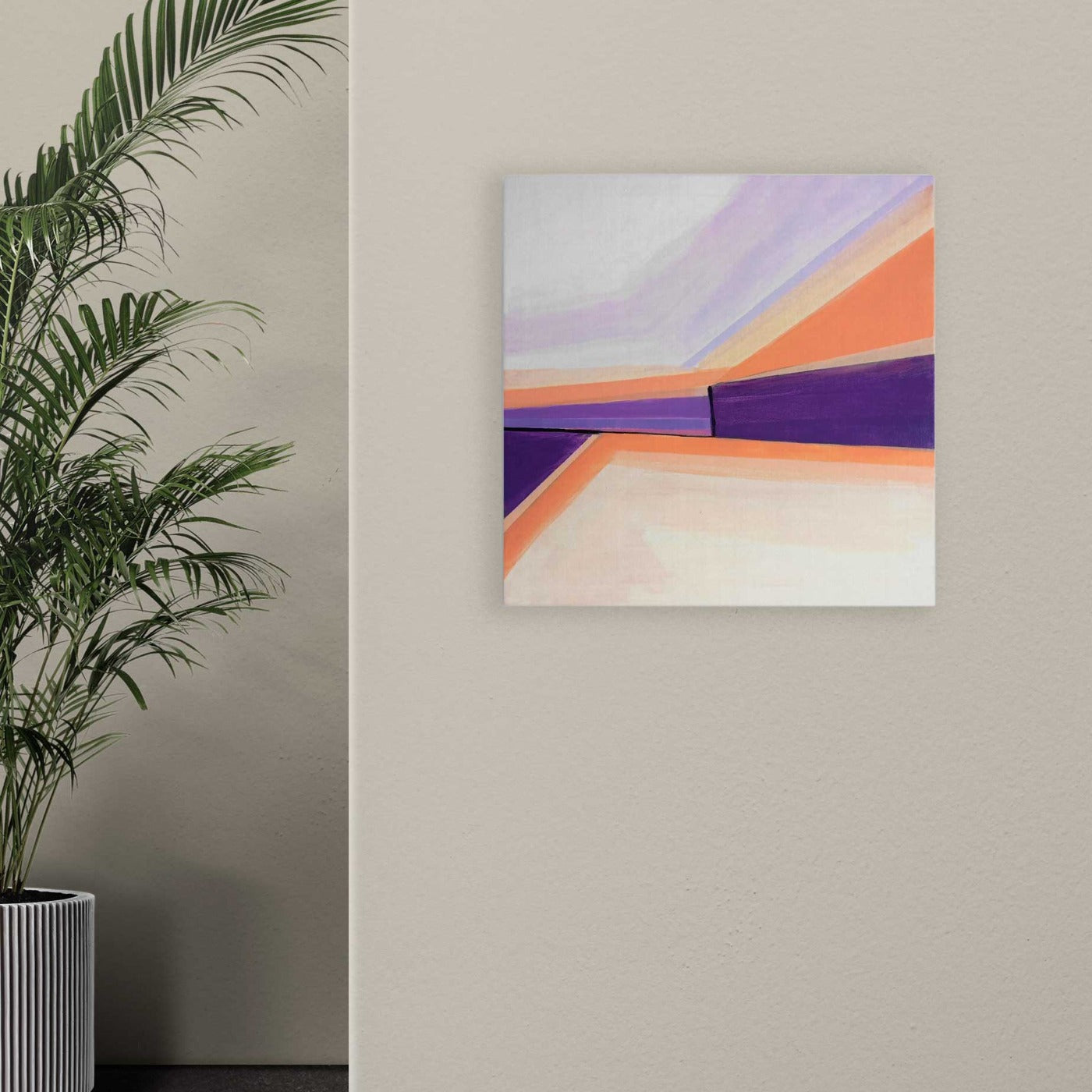 One-of-a-kind abstract artwork. Acrylic on canvas. Portrait rose, lilac, white, black, and Persian rose colors. Stretched canvas. Ready to hang. Unframed artwork for modern interiors. The artist's personal story about the landscape. Mockup