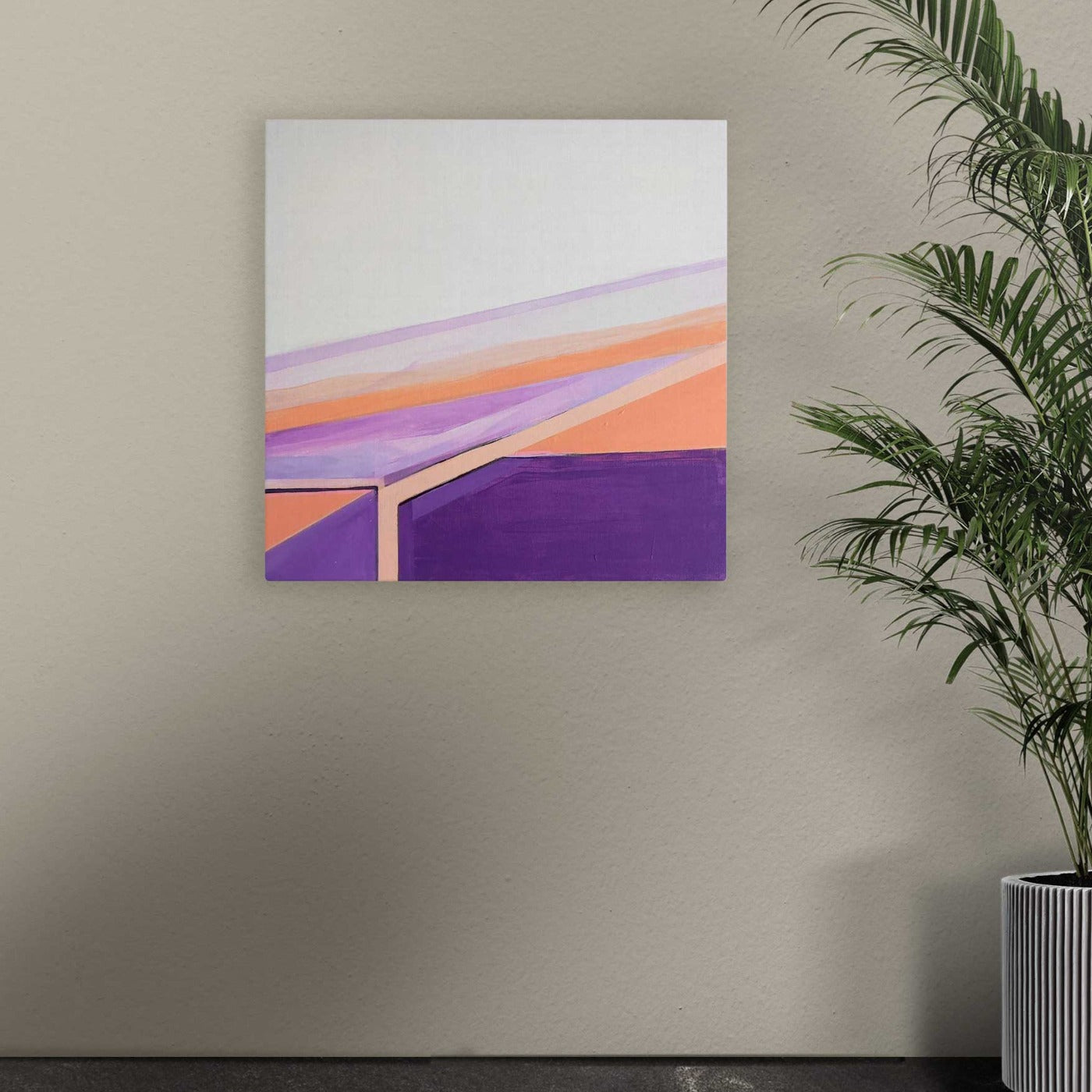 One-of-a-kind abstract artwork. Acrylic on canvas. Portrait rose, lilac, white, black, and Persian rose colors. Stretched canvas. Ready to hang. Unframed artwork for modern interiors. The artist's personal story about the landscape. Mockup