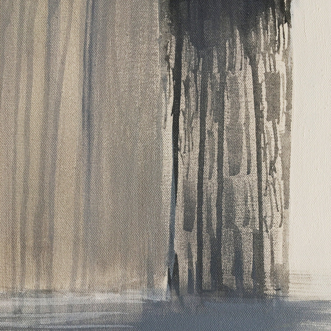 Abstract painting in yellow, black, gary and white colors. The artwork is made with acrylic colors. Detail