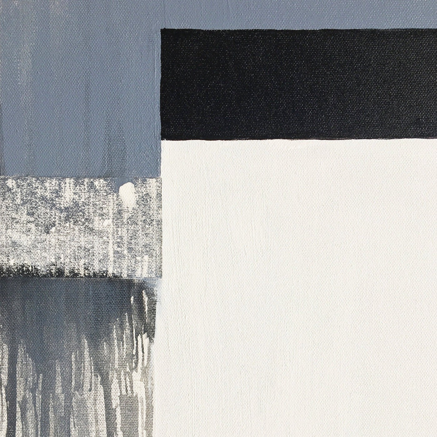 Abstract painting in yellow, black, gary and white colors. The artwork is made with acrylic colors. Detail