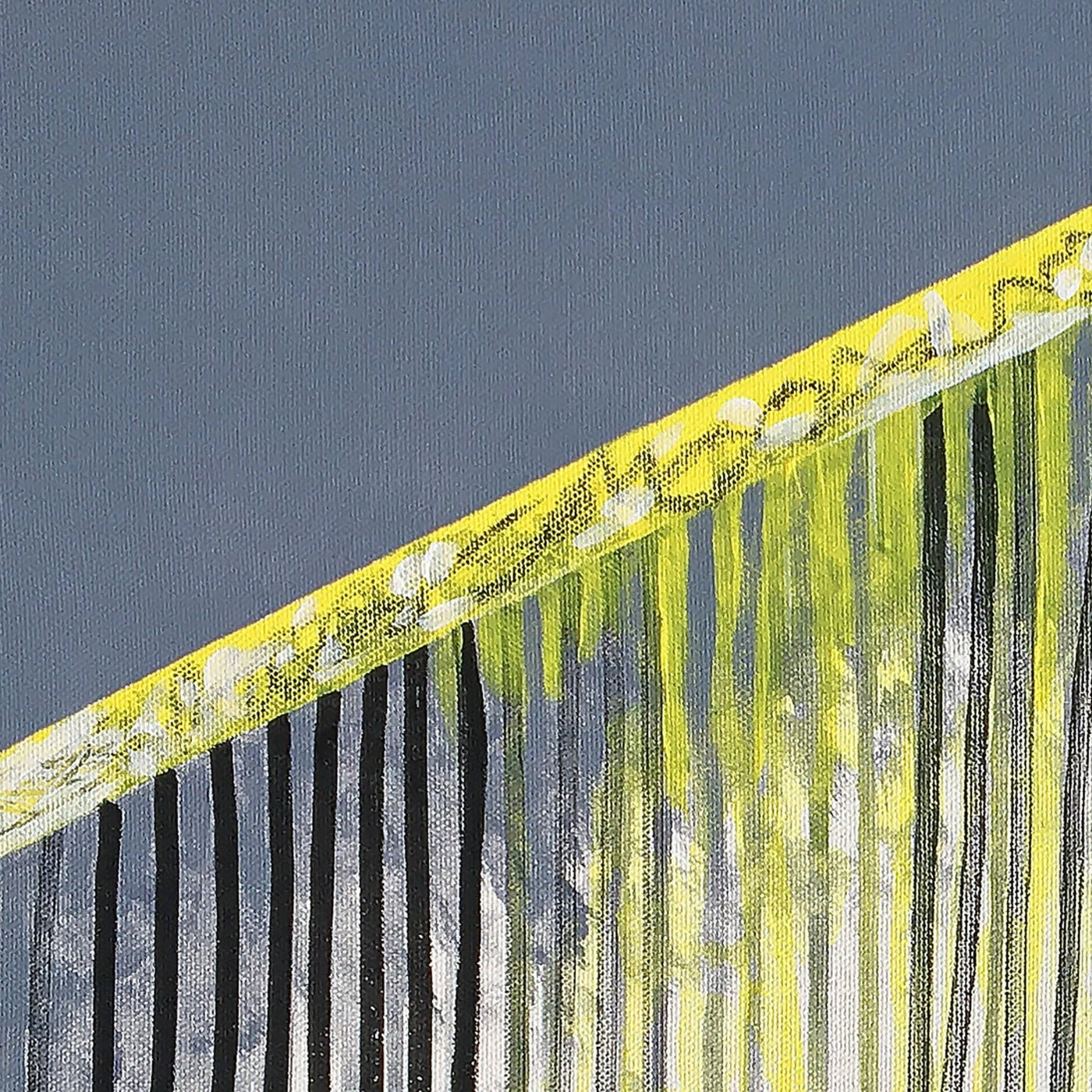 Abstract painting in yellow, black, gray and white colors. The artwork is made with acrylic colors.