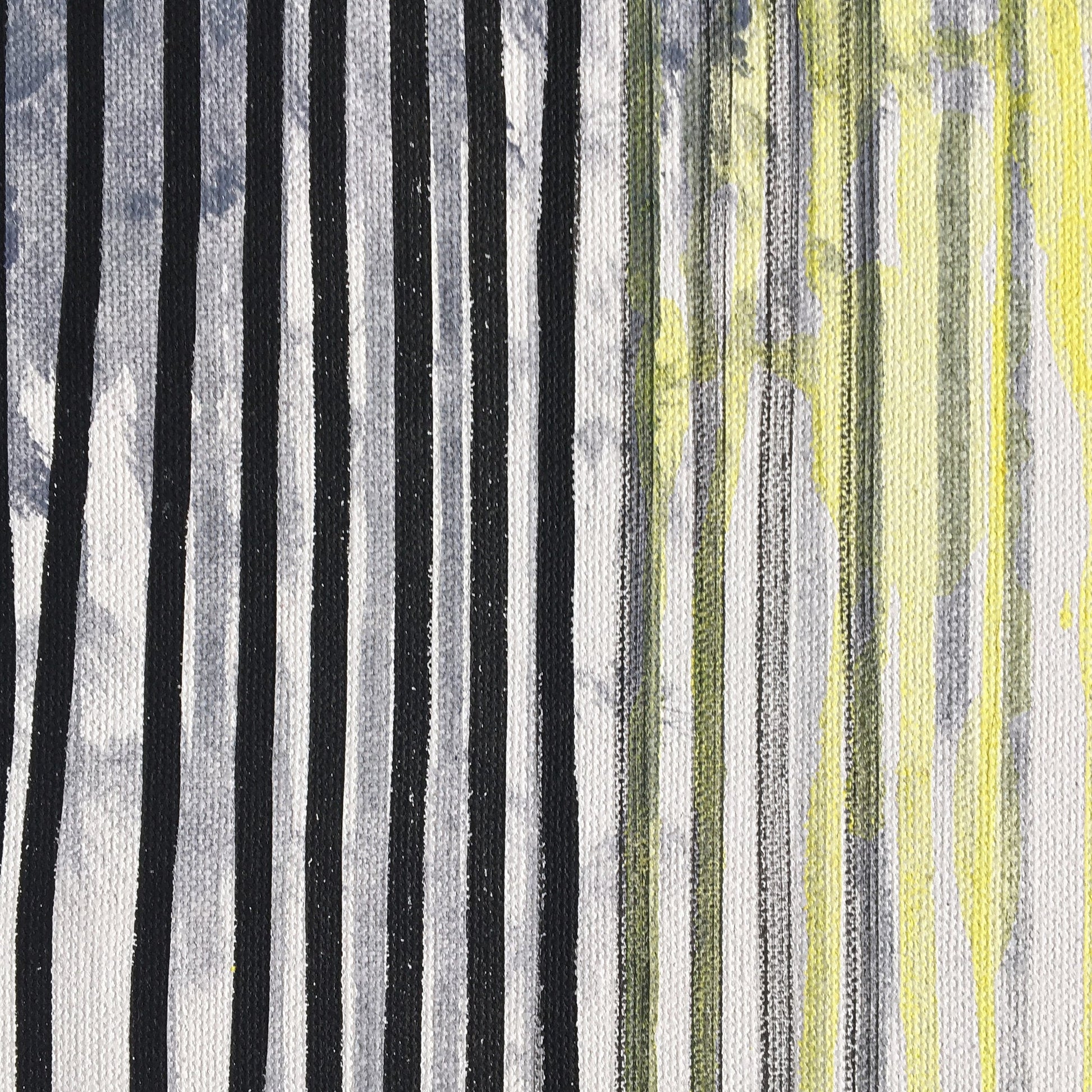 Abstract painting in yellow, black, gray and white colors. The artwork is made with acrylic colors. Detail