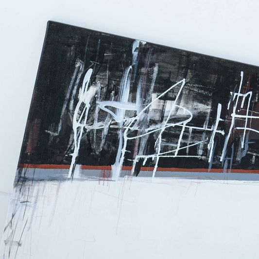 One-of-a-kind abstract artwork. 80x80cm 31.4"x31.4" Acrylic | Mixed Media on canvas painting. Burnt sienna, gray, black and white colors. Stretched canvas. Ready to hang. Unframed. Painting for modern interiors. Detail